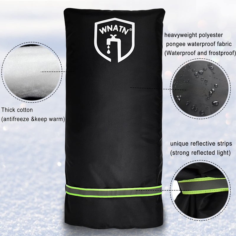 WNATN Outdoor Faucet Cover for Winter Freeze Protection,28"" L x 15""W,Outdoor Long Faucet Cover Socks for Winter,Spigot Covers Winter Insulated,Outside Large Faucet Cover Freeze Protection,1PCS(Black) - Image 5